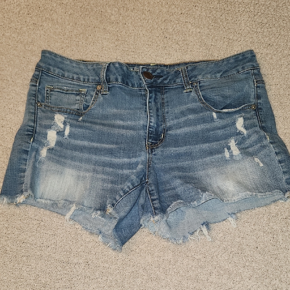 American Eagle Outfitters Blue Distressed Jean Shorts